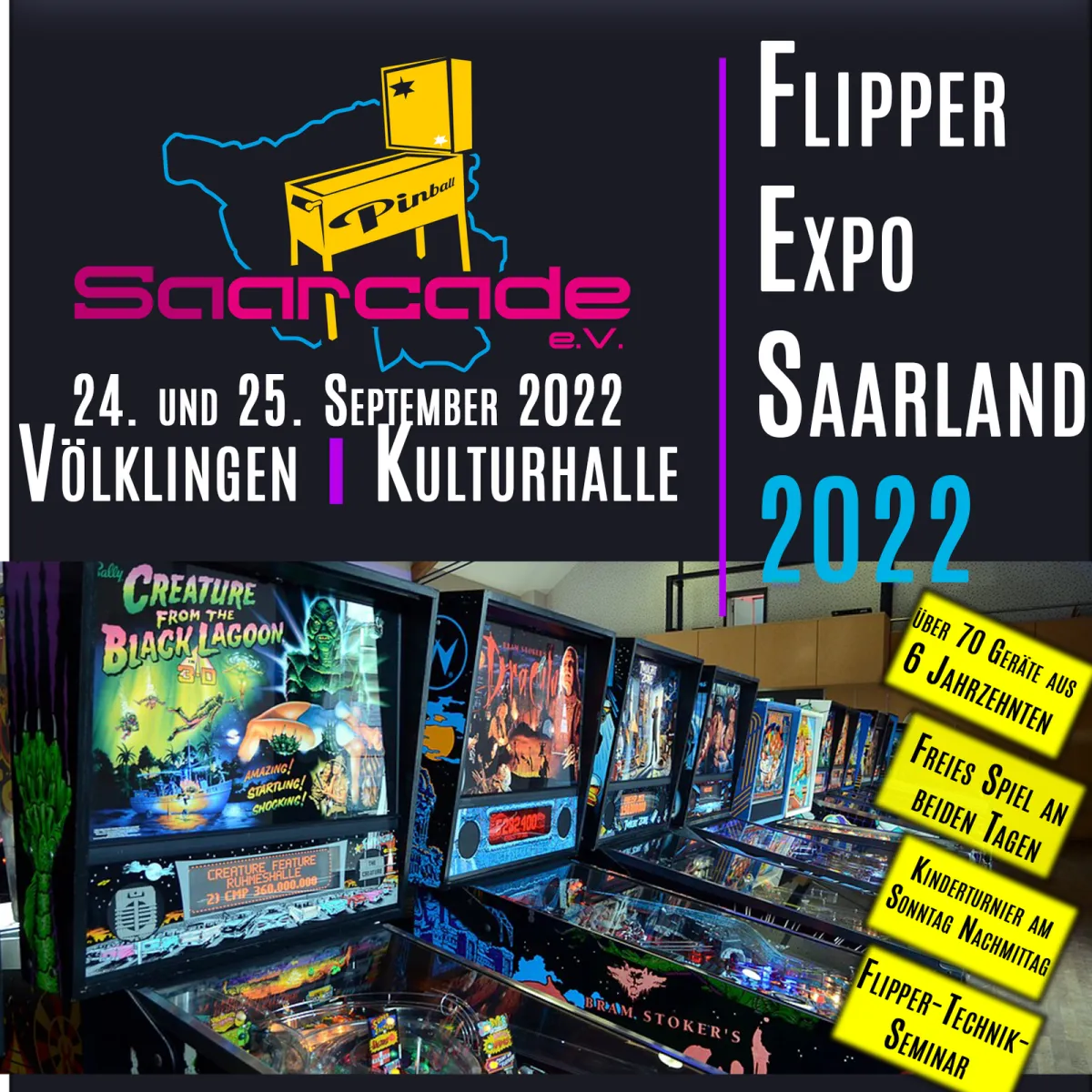 24.,25.09.2022: Flipper Expo Saarland vom Saarcade e.V.