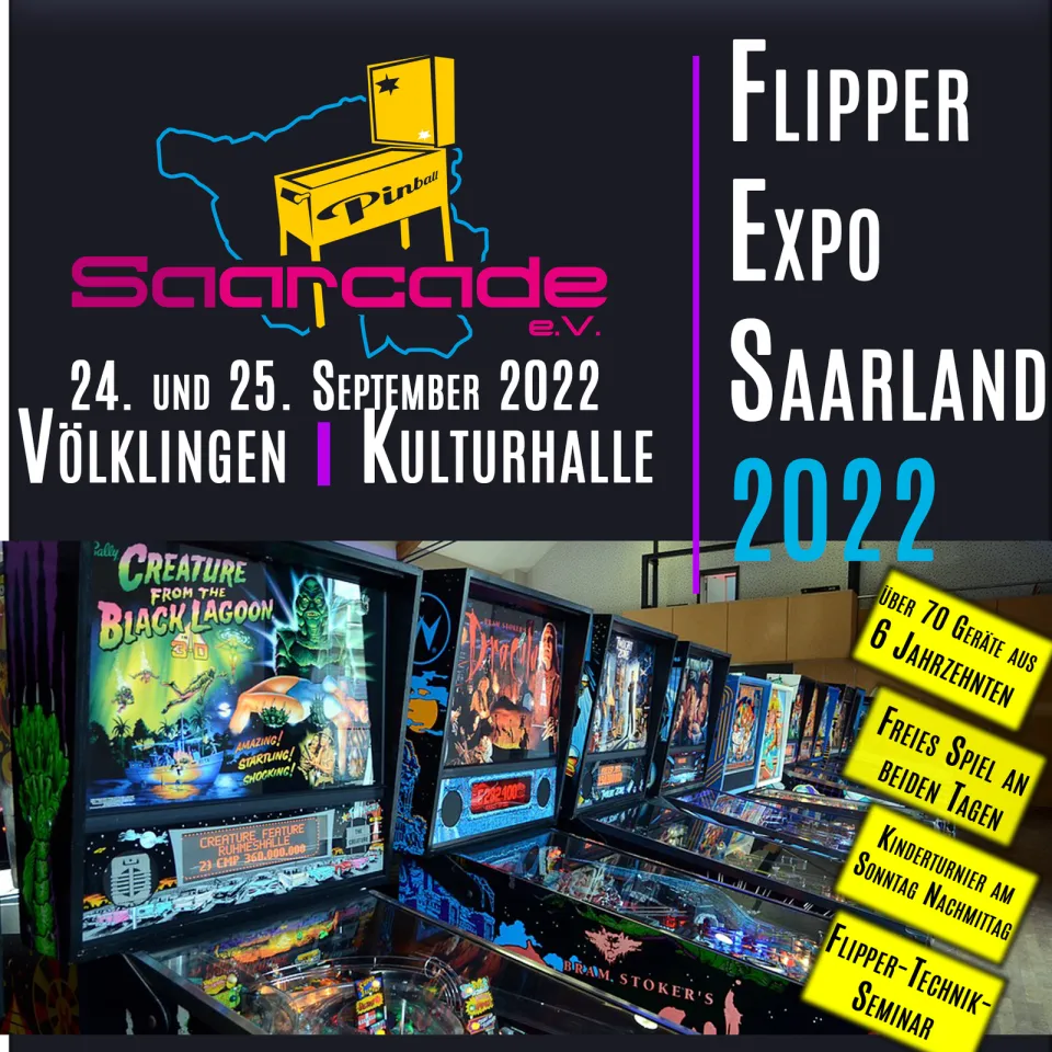 24.,25.09.2022: Flipper Expo Saarland vom Saarcade e.V.